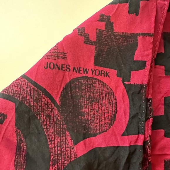 Jones New York Womens Head Neck Scarf Pink Fuchsia Geometric Career - Picture 5 of 9